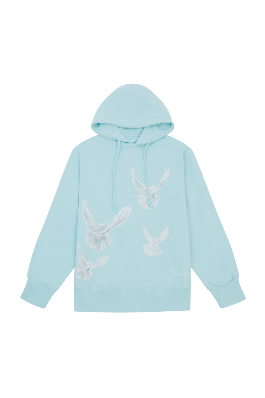 SINGING DOVES WOMAN SKY BLUE HOODED SWEATER
