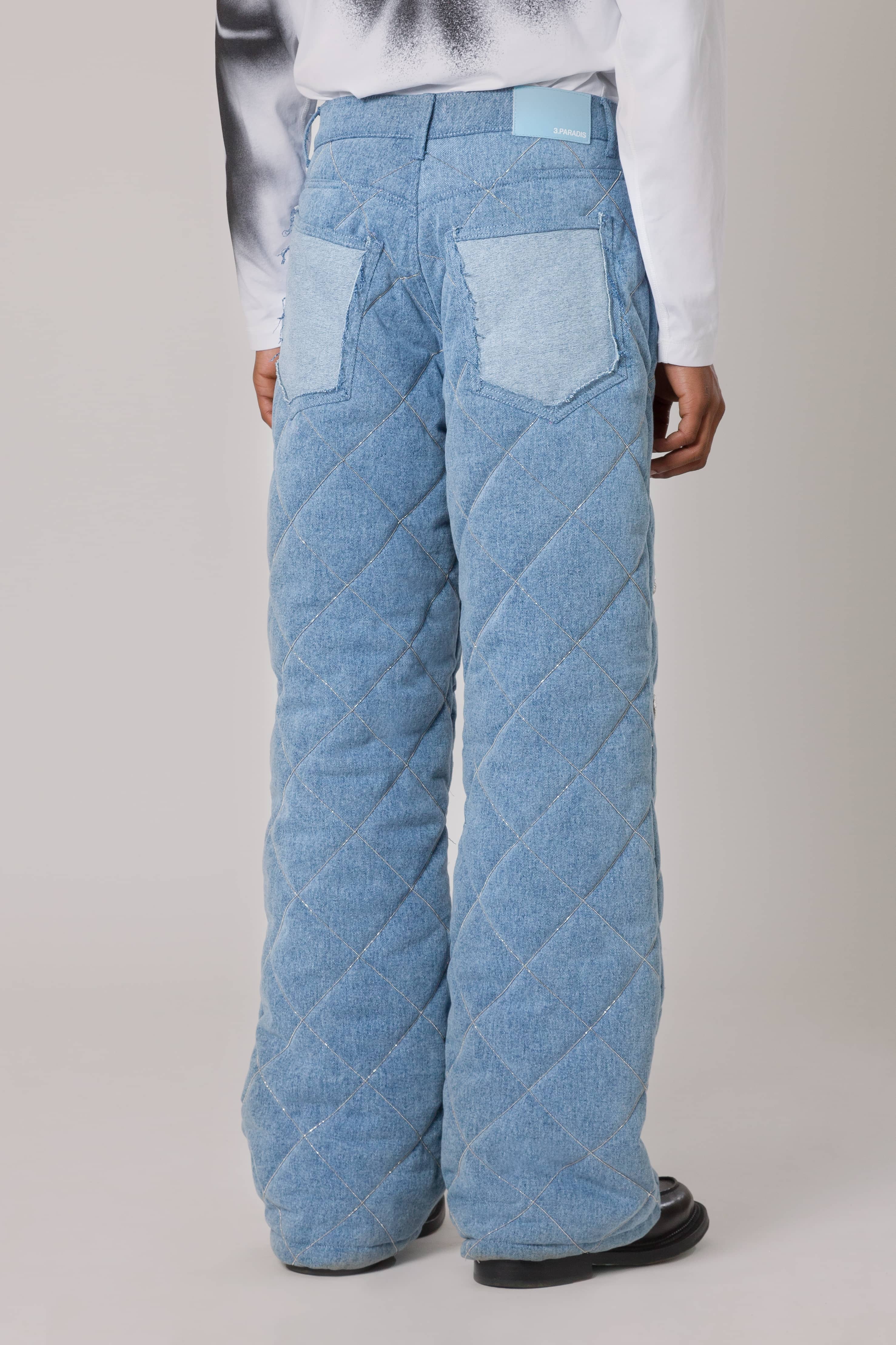 Diamond Quilted Swarovski Crystal Denim Jeans