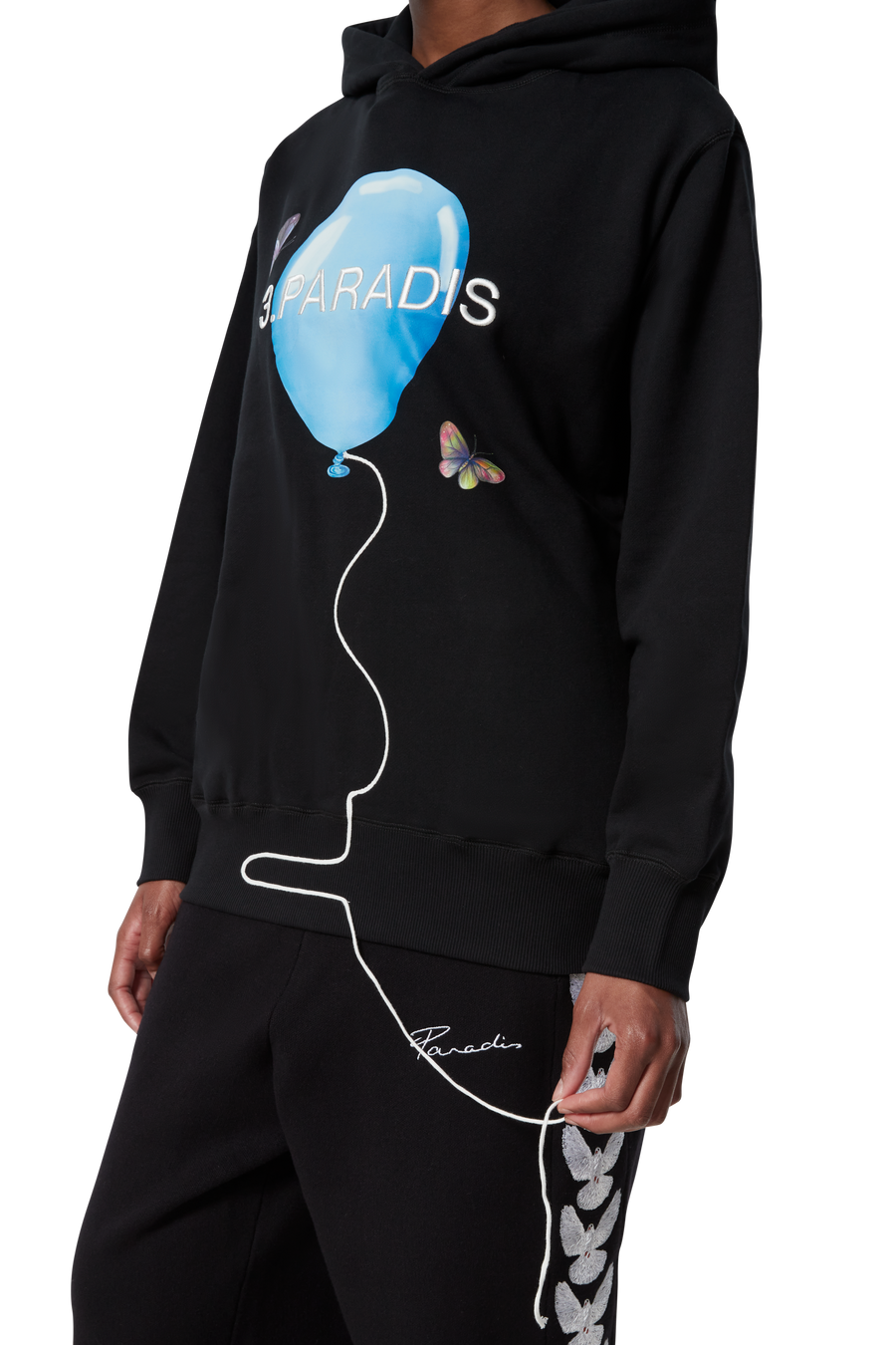 DREAMING BALLOON BLACK HOODED SWEATER