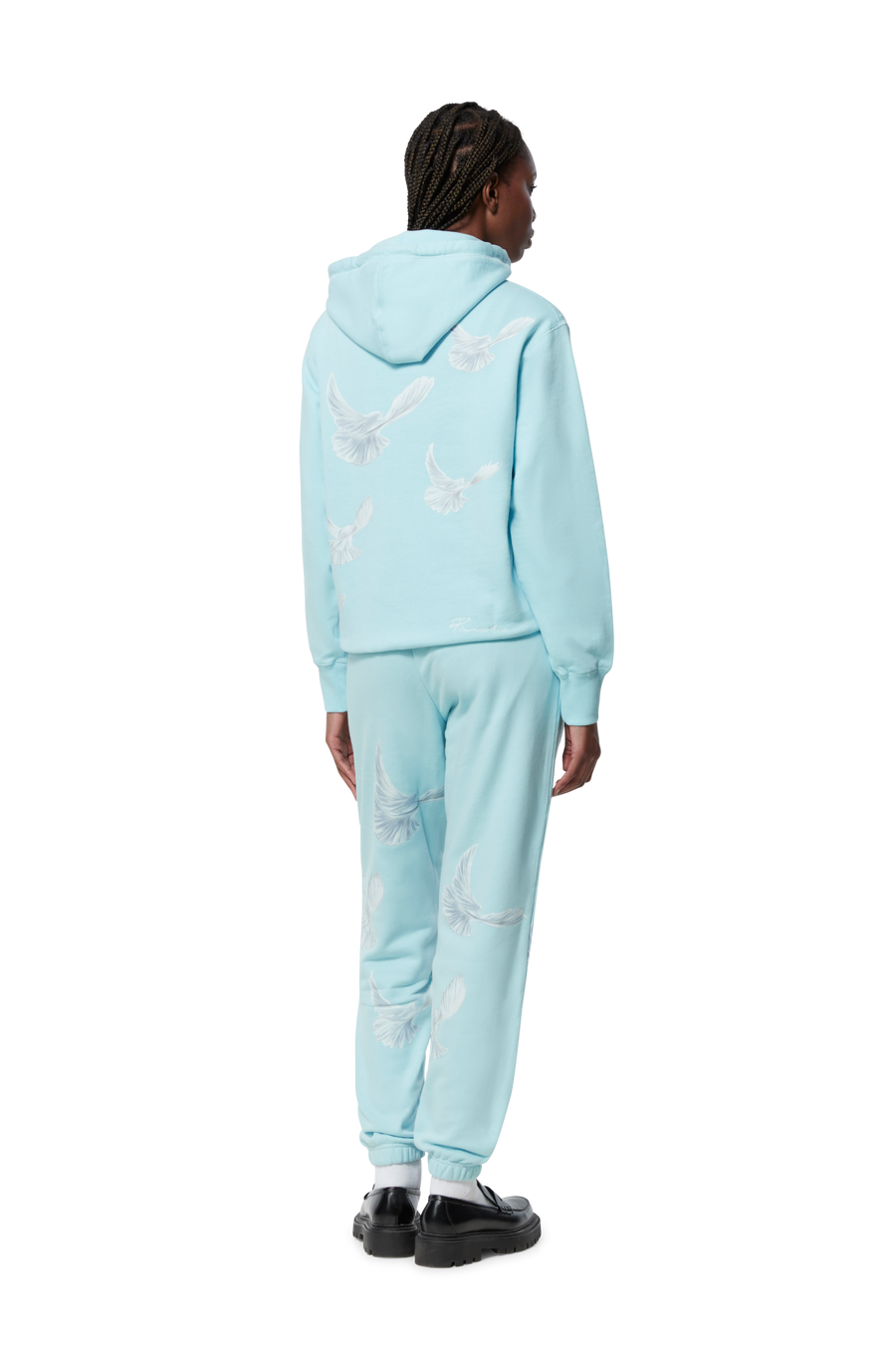 SINGING DOVES WOMAN SKY BLUE HOODED SWEATER