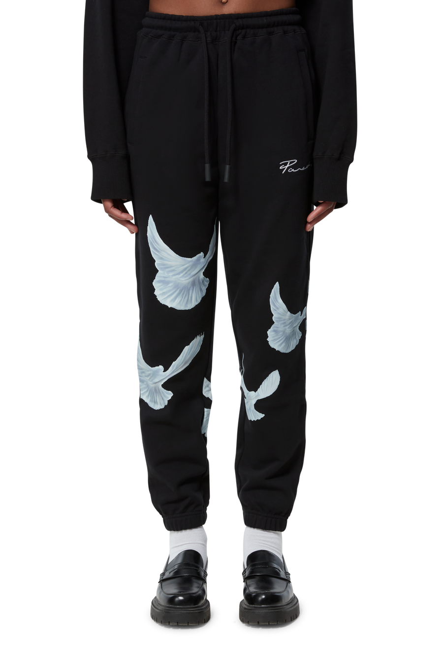 SINGING DOVES BLACK LOUNGE PANTS