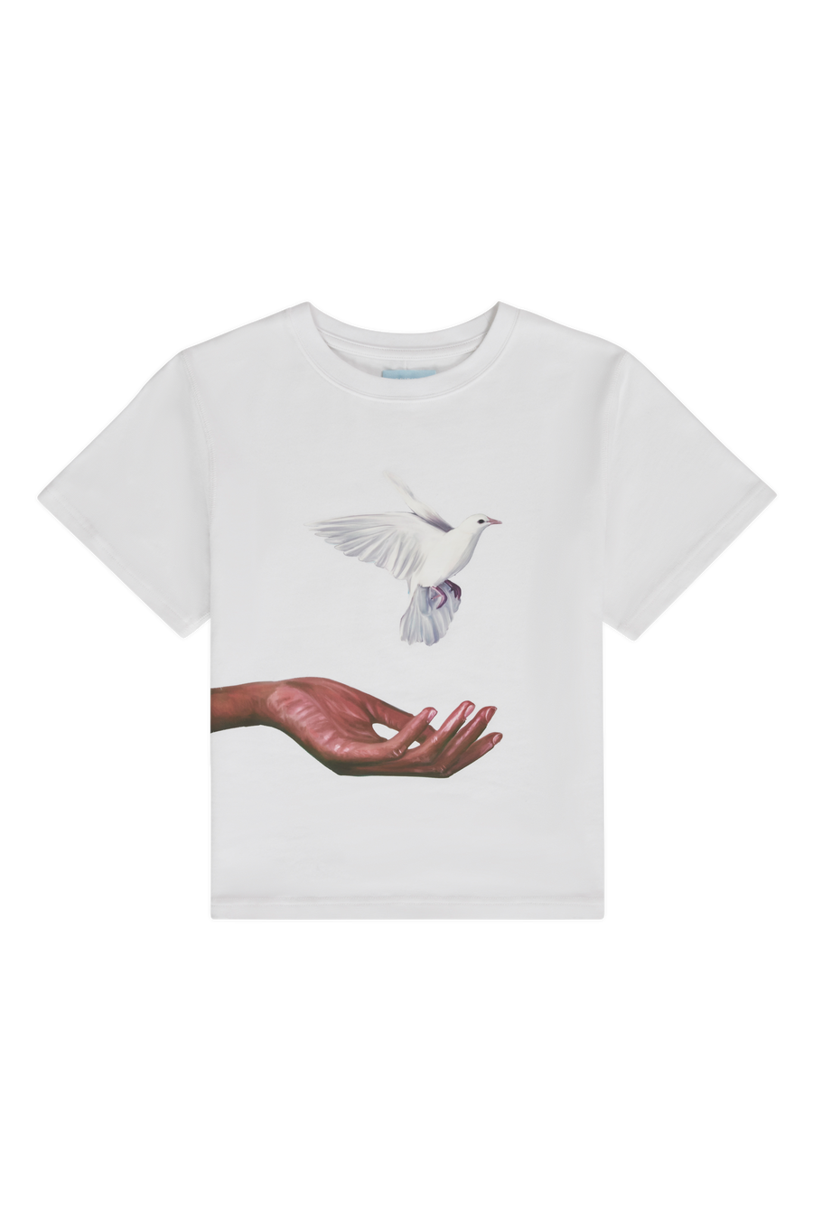 HAND DOVES WHITE CROPPED T-SHIRT