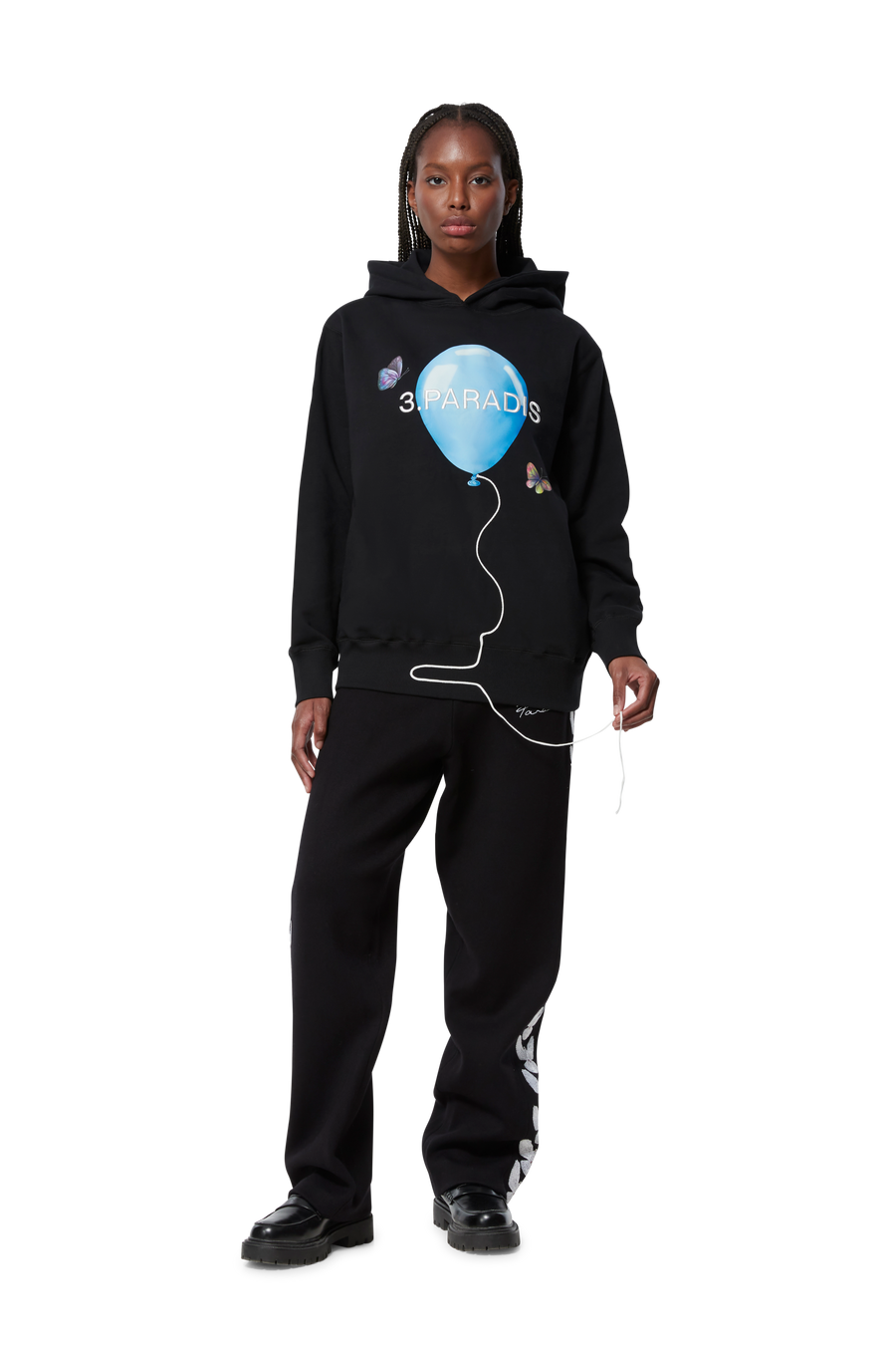 DREAMING BALLOON BLACK HOODED SWEATER