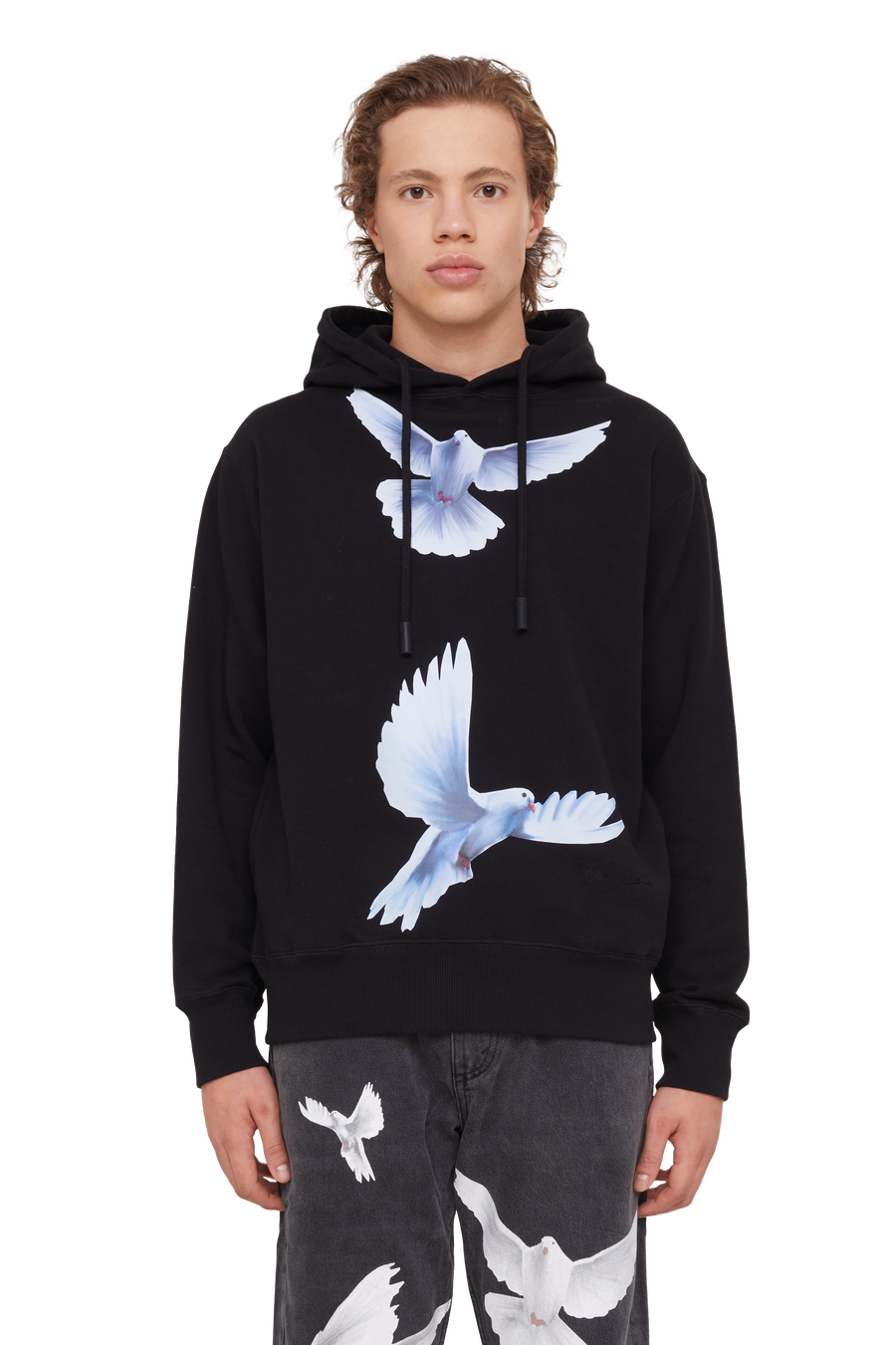 FREEDOM DOVES BLACK HOODED SWEATER