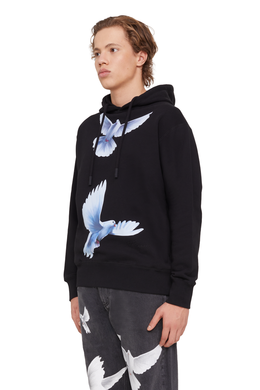 FREEDOM DOVES BLACK HOODED SWEATER