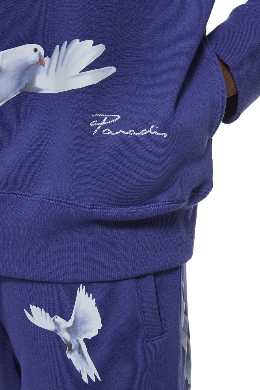 FREEDOM DOVES PERSIAN BLUE HOODED SWEATER