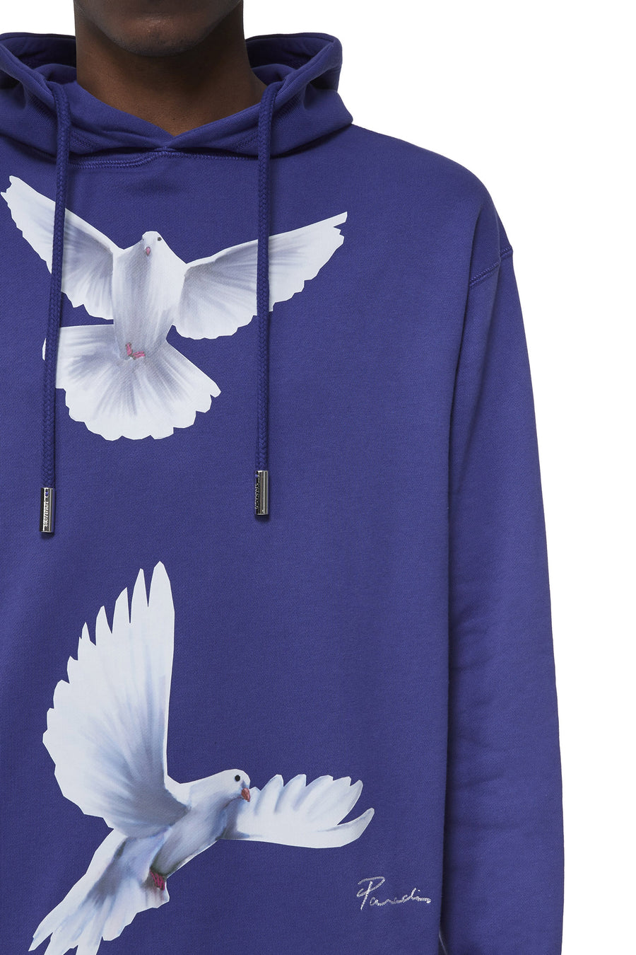 FREEDOM DOVES PERSIAN BLUE HOODED SWEATER
